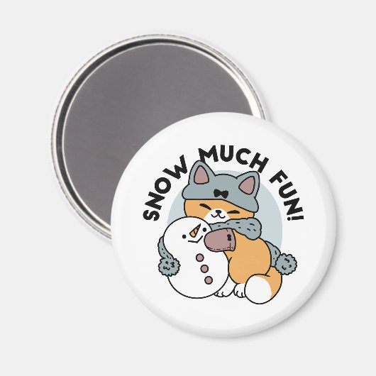 Sneeuw veel plezier kat winter vakantie ontwerp magneet (Voorkant / Achterkant)