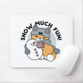 Sneeuw veel plezier kat winter vakantie ontwerp muismat (Met muis)