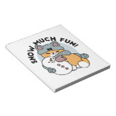 Sneeuw veel plezier kat winter vakantie ontwerp notitieblok (Schuin)