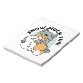 Sneeuw veel plezier kat winter vakantie ontwerp notitieblok (Linkerzijde)