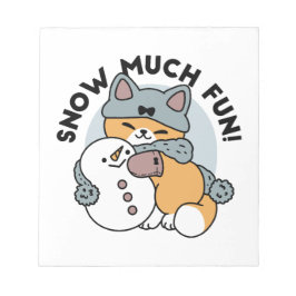 Sneeuw veel plezier kat winter vakantie ontwerp notitieblok