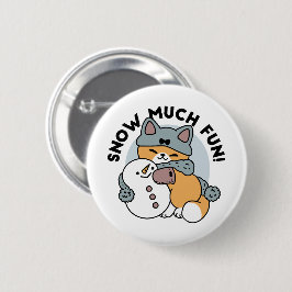 Sneeuw veel plezier kat winter vakantie ontwerp ronde button 5,7 cm