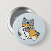 Sneeuw veel plezier kat winter vakantie ontwerp ronde button 7,6 cm (Voorkant /achterkant)
