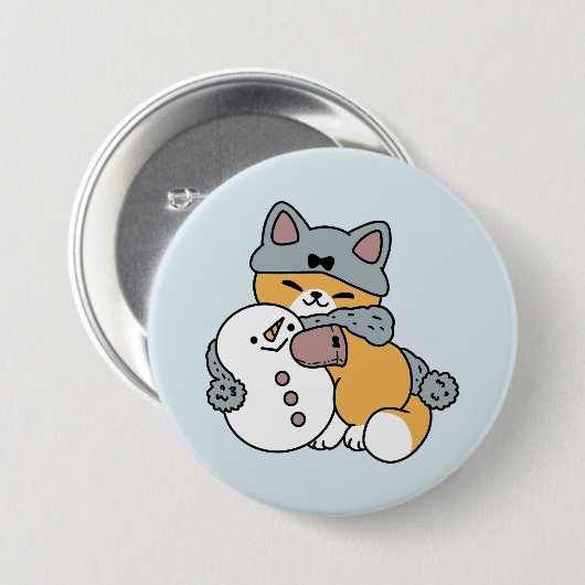Sneeuw veel plezier kat winter vakantie ontwerp ronde button 7,6 cm (Voorkant /achterkant)