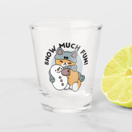 Sneeuw veel plezier kat winter vakantie ontwerp shot glas