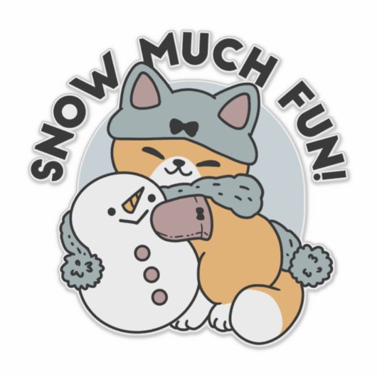 Sneeuw veel plezier kat winter vakantie ontwerp sticker (Voorkant)