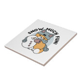 Sneeuw veel plezier kat winter vakantie ontwerp tegeltje (Zijkant)