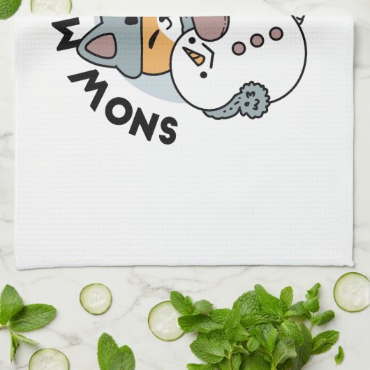 Sneeuw veel plezier kat winter vakantie ontwerp theedoek (Gevouwen)