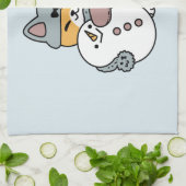 Sneeuw veel plezier kat winter vakantie ontwerp theedoek (Gevouwen)