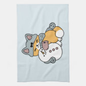 Sneeuw veel plezier kat winter vakantie ontwerp theedoek (Verticaal)