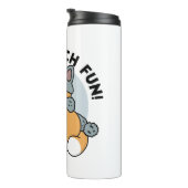 Sneeuw veel plezier kat winter vakantie ontwerp thermosbeker (Geroteerd rechts)
