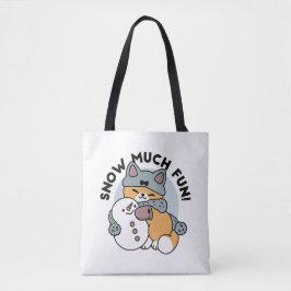 Sneeuw veel plezier kat winter vakantie ontwerp tote bag