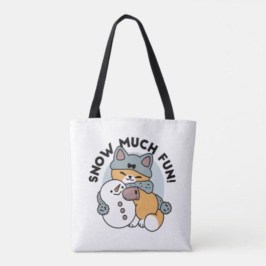 Sneeuw veel plezier kat winter vakantie ontwerp tote bag (Achterkant)