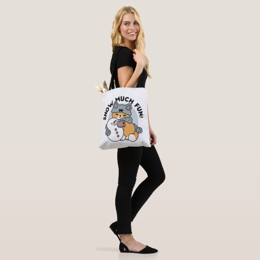 Sneeuw veel plezier kat winter vakantie ontwerp tote bag (Op model)