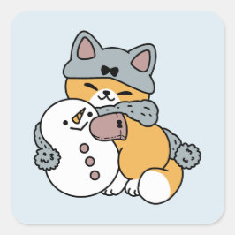 Sneeuw veel plezier kat winter vakantie ontwerp vierkante sticker
