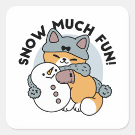 Sneeuw veel plezier kat winter vakantie ontwerp vierkante sticker