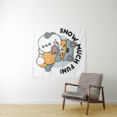 Sneeuw veel plezier kat winter vakantie ontwerp wandkleed (In Situ (horizontaal))