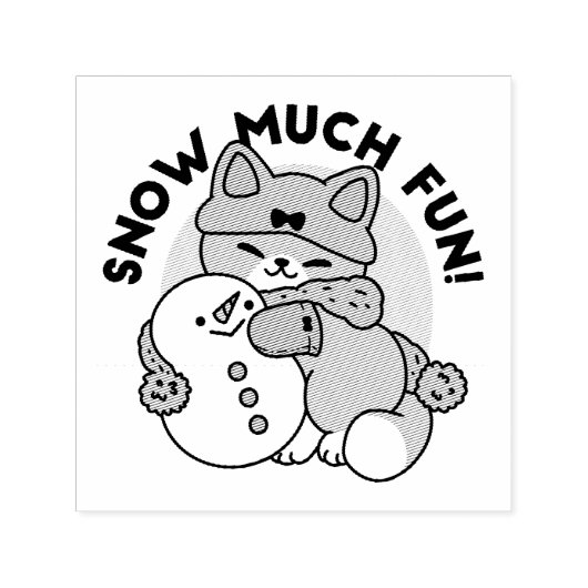 Sneeuw veel plezier kat winter vakantie ontwerp zelfinktende stempel (Design)