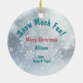 Sneeuw veel plezier Kerst Kitty Cat Keramisch Ornament (Achterkant)