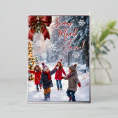 Sneeuw veel plezier kinderen spelen kerst Kaart (Staand Voorkant)