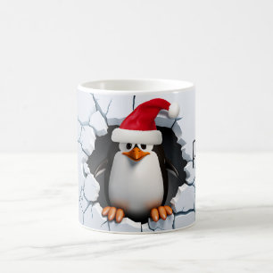 Sneeuw veel plezier met pinguïn santa grappige ker koffiemok