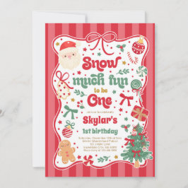 Sneeuw Veel Plezier Om Eén Kerstboog Verjaardag Kaart