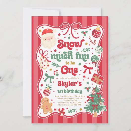 Sneeuw Veel Plezier Om Eén Kerstboog Verjaardag Kaart (Voorkant)