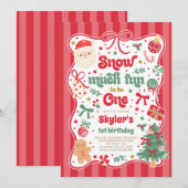 Sneeuw Veel Plezier Om Eén Kerstboog Verjaardag Kaart (Voorkant / Achterkant)