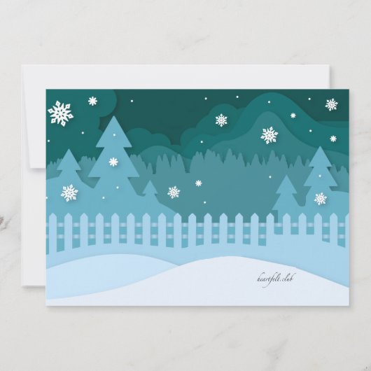 Sneeuw veel plezier verjaardagsfeestje uitnodiging (Achterkant)