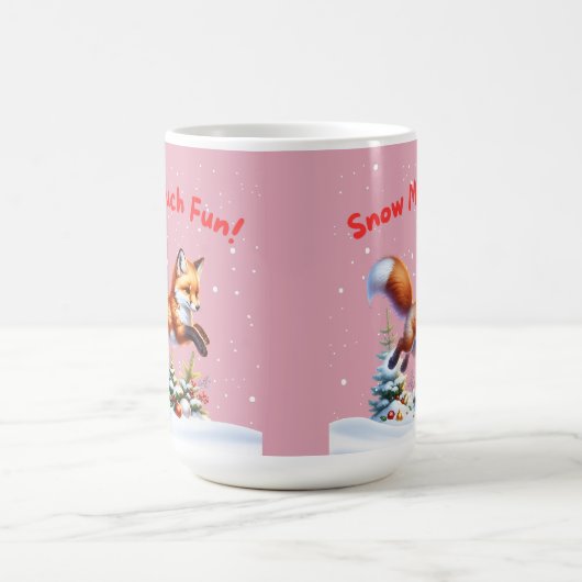 Sneeuw veel plezier! Vos springt in de sneeuw Koffiemok (Center)