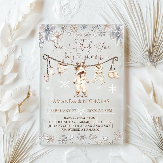 Sneeuw veel plezier Winter Baby shower Acryl Uitnodigingen