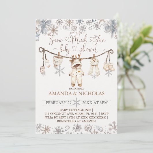 Sneeuw veel plezier Winter Baby shower Kaart (Staand voorkant)