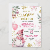 Sneeuw veel plezier Winter eerste verjaardag meisj Kaart (Voorkant)