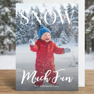 Sneeuw Veel Plezier Winter Vakantie Familie Foto Feestdagenkaart