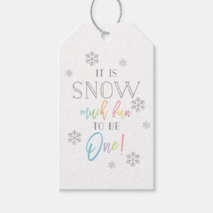Sneeuw veel plezier   Zilveren Regenboog eerste ve Cadeaulabel