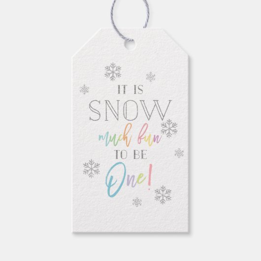 Sneeuw veel plezier | Zilveren Regenboog eerste ve Cadeaulabel (Voorkant)