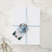 Sneeuw verliefd besneeuwde dennen winter bruidsfee cadeaulabel (Met Touw)