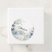 Sneeuw verliefd stoffig blauw winter bruids douche bedankjes labels (In situ)