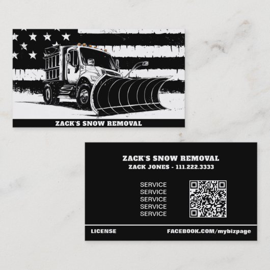 *~* Sneeuw Verwijdering Ploegvlag Patrioting Truck Visitekaartje (Voorkant / Achterkant)