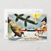 Sneeuw viel op huis en de kerstboom feestdagenkaart (Voorkant / Achterkant)