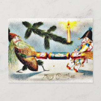 Sneeuw viel op huis en de kerstboom feestdagenkaart