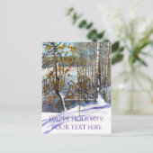 Sneeuw viel Watercolor  Feestdagenkaart (Staand voorkant)