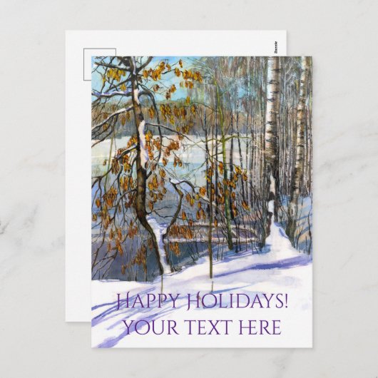 Sneeuw viel Watercolor  Feestdagenkaart (Voorkant / Achterkant)