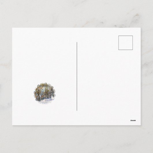 Sneeuw viel Watercolor Feestdagenkaart (Achterkant)