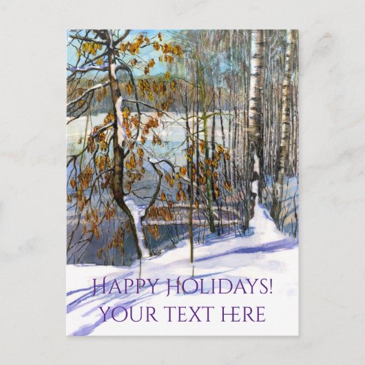 Sneeuw viel Watercolor  Feestdagenkaart (Voorkant)