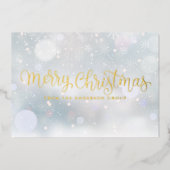 Sneeuw voor fijne kerst Bedrijfs Logo Gold Folie Feestdagenkaart (Voorkant)
