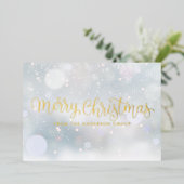 Sneeuw voor fijne kerst Bedrijfs Logo Gold Folie Feestdagenkaart (Staand Voorkant)