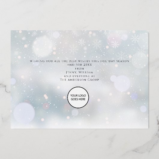 Sneeuw voor fijne kerst Bedrijfs Logo Gold Folie Feestdagenkaart (Achterkant)