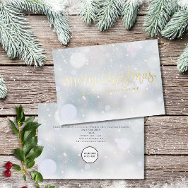 Sneeuw voor fijne kerst Bedrijfs Logo Gold Folie Feestdagenkaart