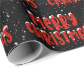 Sneeuw voor fijne kerst op zwart cadeaupapier (Rol Hoek)